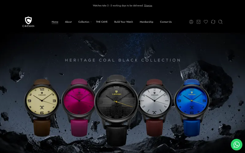 Screenshot of Caveman Watches