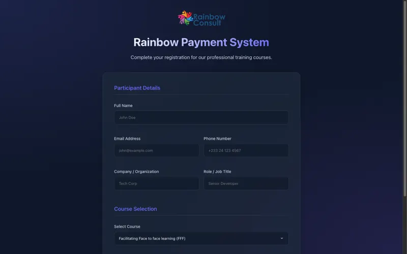 Screenshot of Rainbow Payments